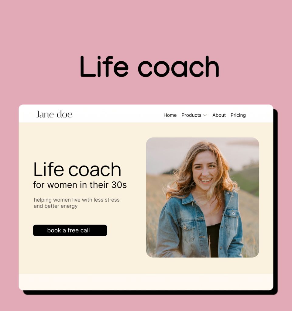 portfolio website made for a women Life coach